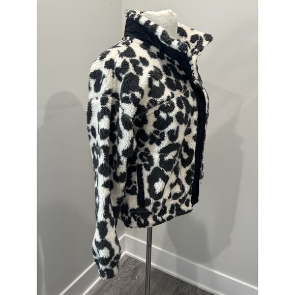 Old Navy Active Animal Print Ivory Black Fleece Jacket Women's Small - Picture 4 of 8